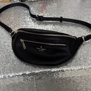 Kate Spade Black Belt Bag with Silver Accents